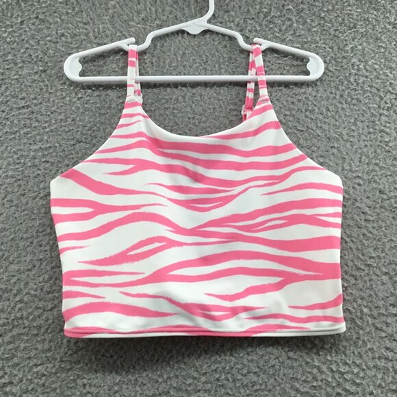 Melrose and Market Girl's Zebra Striped Tankini Top Pink M - Picture 1 of 3